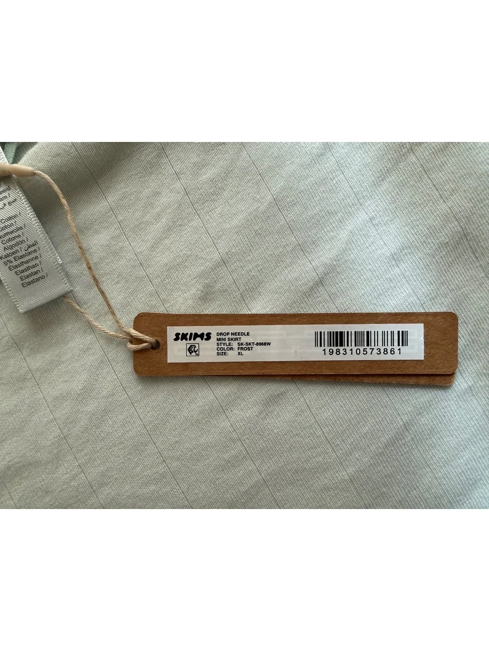 NWT SKIMS Drop Needle Pointelle Mini Skirt Frost XL Ribbed Soft Lounge